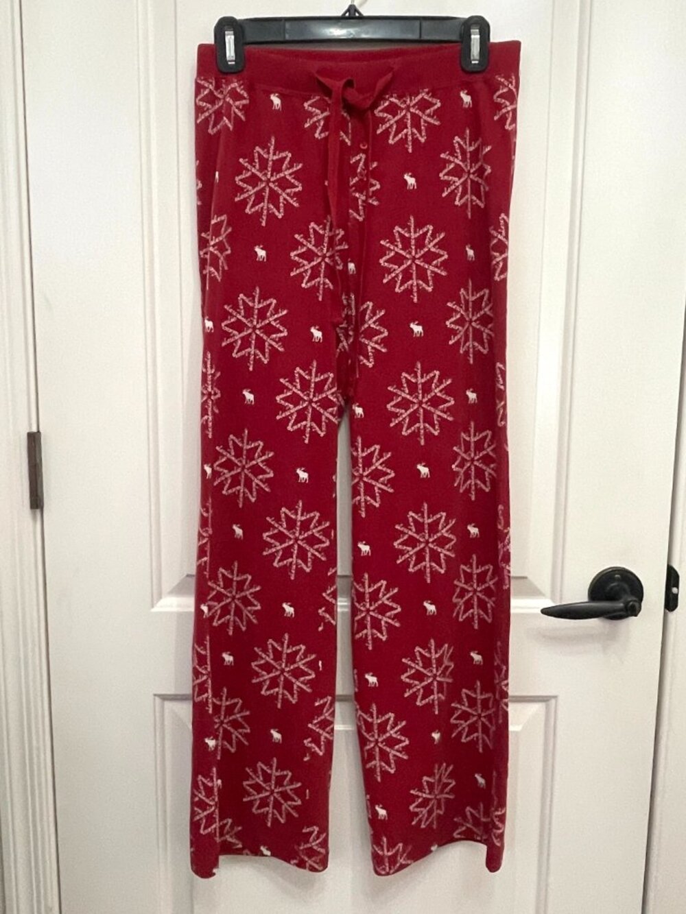 Vintage Abercrombie Pajama Lounge Pants Y2K Red Snowflake Logo Moose Teen XL